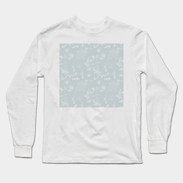 Elegant seamless pattern with flowers, vector illustration Long Sleeve T-Shirt by AnaMOMarques